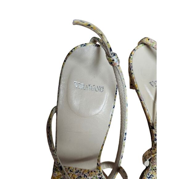 VERA WANG Strappy Ladies Silk Heels Splatter Design Size 7 - Picture 10 of 11